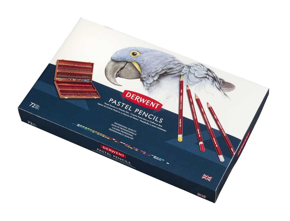 LAPICES DE COLORES DERWENT PASTEL CAJA DE MADERA 72 UNIDADES COLORES SURTIDOS