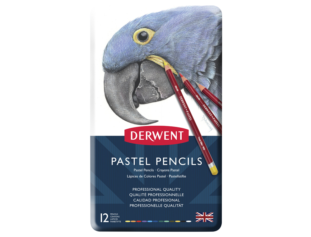 LAPICES DE COLORES DERWENT PASTEL CAJA METALICA 12 UNIDADES COLORES SURTIDOS