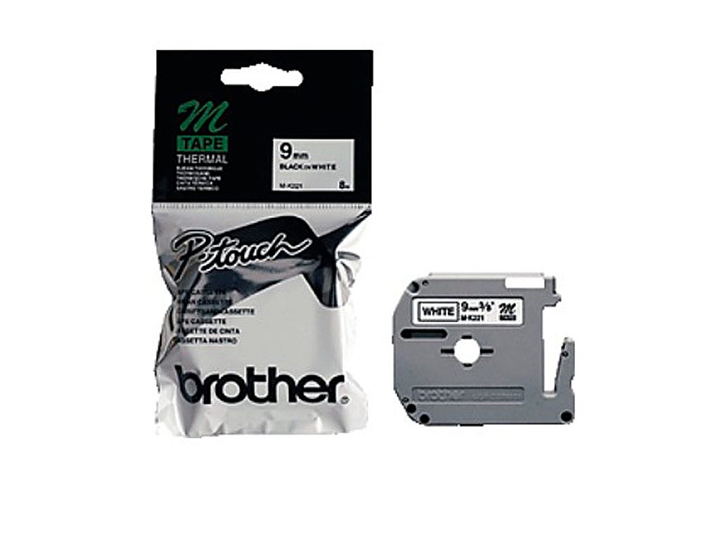 CINTA BROTHER MK-221 BLANCO-NEGRO 9MM LONGITUD 8 MT