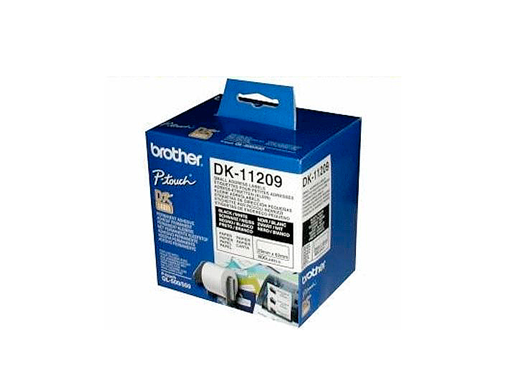 ETIQUETA ADHESIVA BROTHER DK11209 -TAMAO 62X29 MM PARA IMPRESORAS DE ETIQUETAS SOLO 1050/N/1060N -800 ETIQ.-