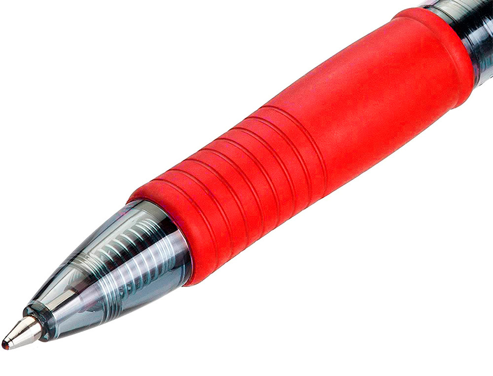 BOLIGRAFO Q-CONNECT RETRACTIL CON SUJECION DE CAUCHO TINTA ACEITE 0,7 MM COLOR ROJO
