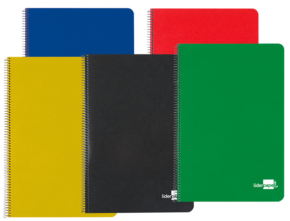CUADERNO ESPIRAL LIDERPAPEL CUARTO TAPA DURA 80H 75GR CUADRO 4MM CON MARGEN COLORES SURTIDOS
