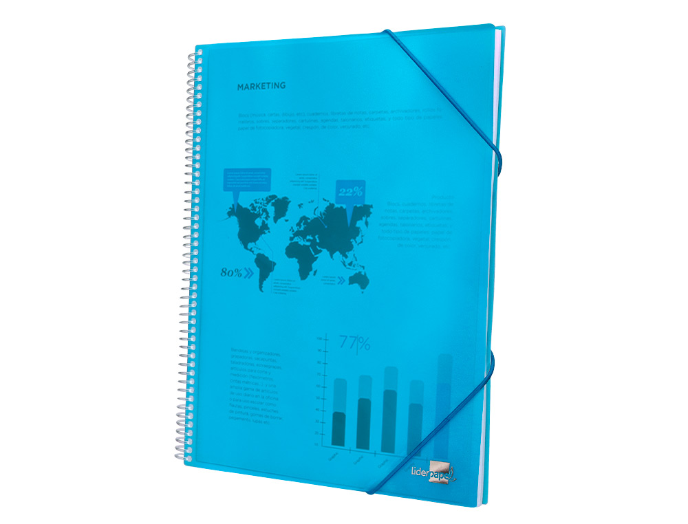 CARPETA LIDERPAPEL ESCAPARATE CON ESPIRAL 30 FUNDAS POLIPROPILENO DIN A4 AZUL