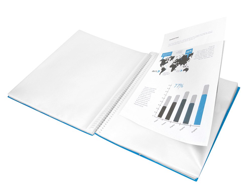 CARPETA LIDERPAPEL ESCAPARATE CON ESPIRAL 30 FUNDAS POLIPROPILENO DIN A4 AZUL