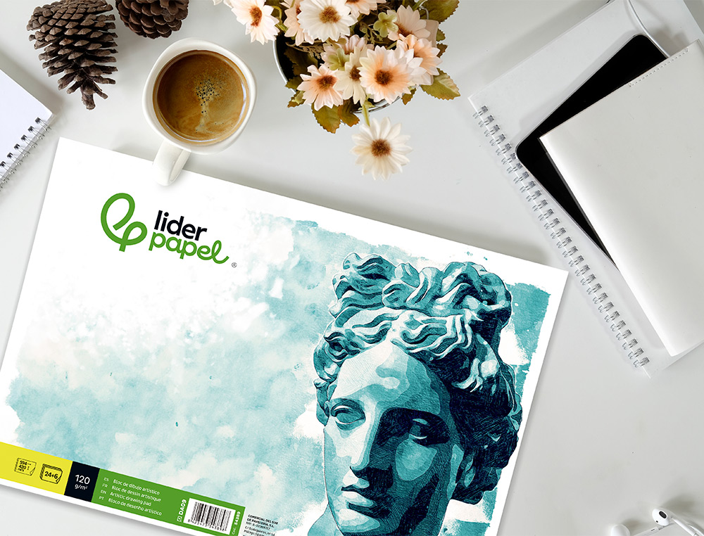 BLOC DIBUJO LIDERPAPEL ARTISTICO ENCOLADO 594X420MM 24+6 HOJAS 120G/M2 SIN RECUADRO