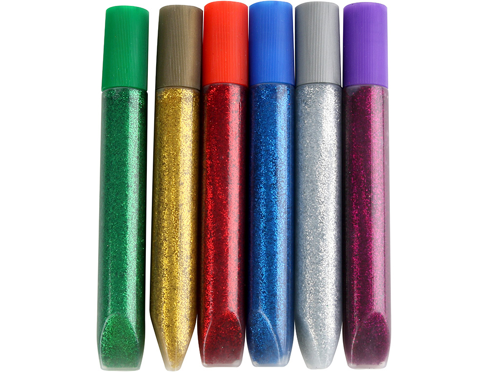 PURPURINA PEGAMENTO LIDERPAPEL FANTASIA COLORES METALICOS BLISTER DE 6 UNIDADES DE 10 GR