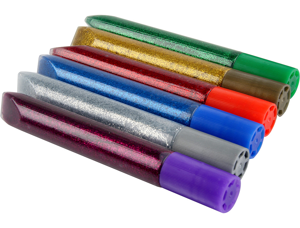 PURPURINA PEGAMENTO LIDERPAPEL FANTASIA COLORES METALICOS BLISTER DE 6 UNIDADES DE 10 GR
