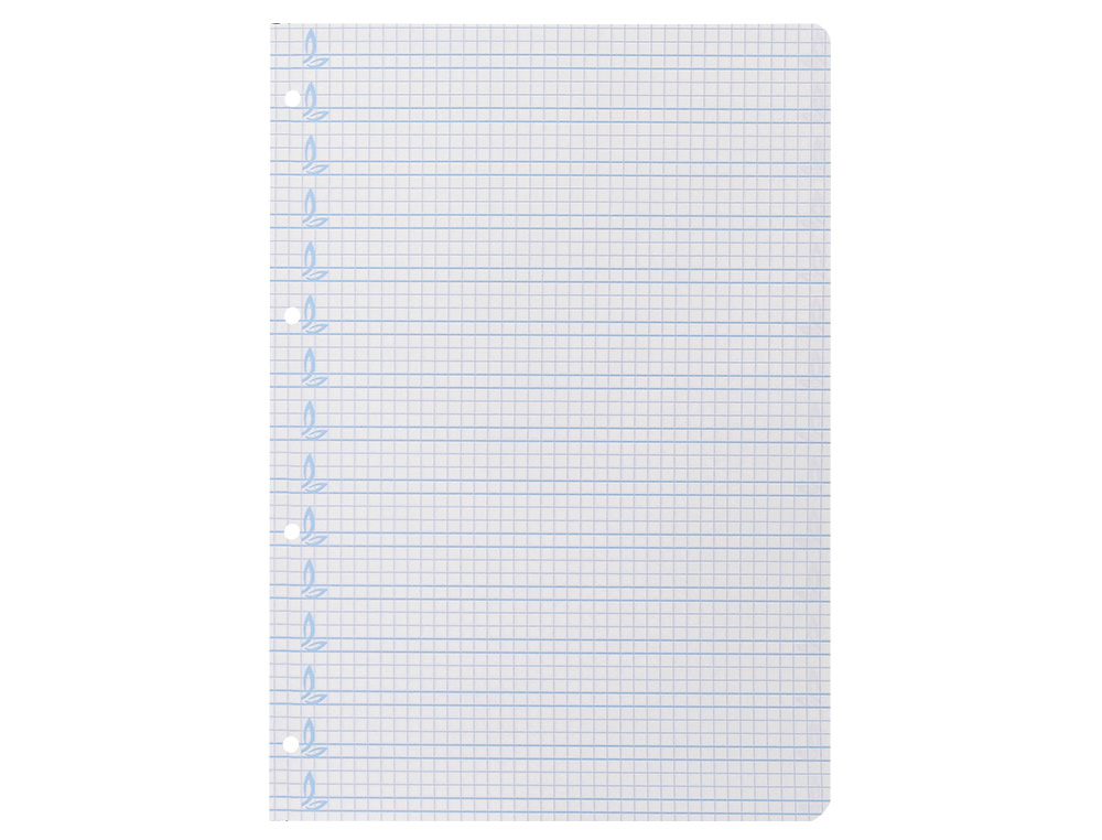RECAMBIO LIDERPAPEL A4 PAUTAGUIA 100 HOJAS 75 G CUADRICULADO PAUTADO 5MM CON MARGEN 4 TALADROS
