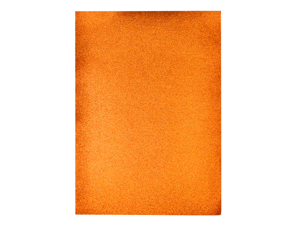 GOMA EVA CON PURPURINA BIODEGRADABLE LIDERPAPEL 50X70CM 60G/M2 ESPESOR 2 MM NARANJA