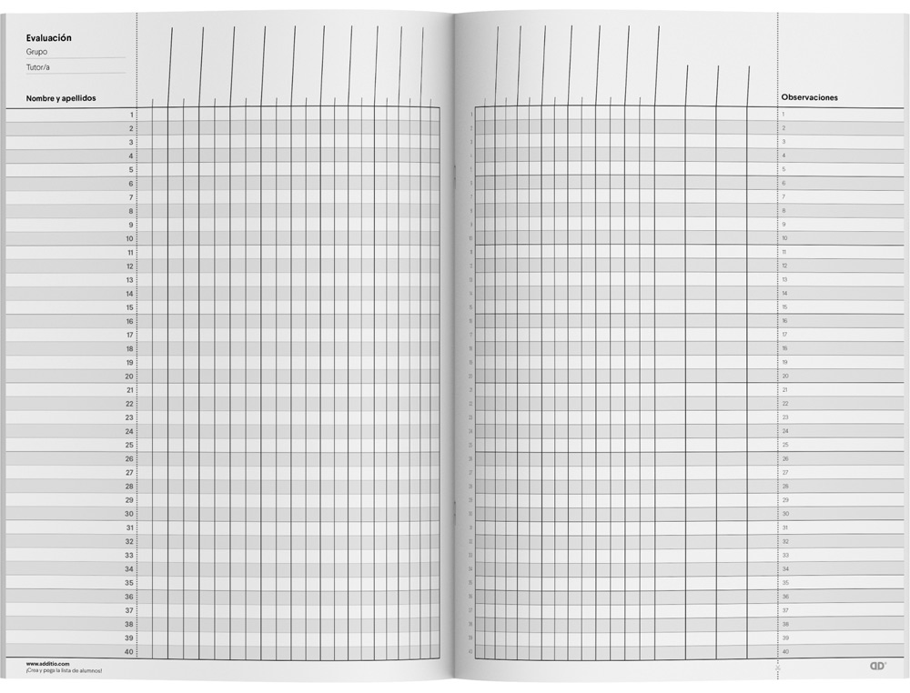 CUADERNO DE NOTAS ADDITIO HORARIO PLANIFICACION MENSUAL PLAN DE CURSO