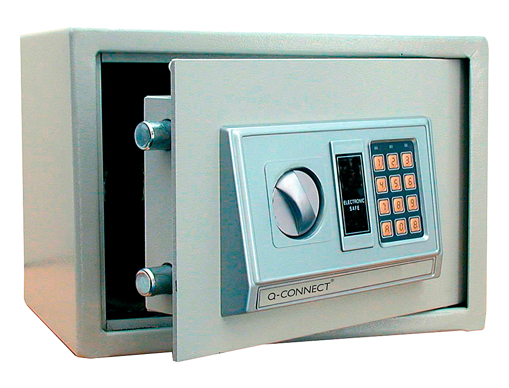CAJA DE SEGURIDAD Q-CONNECT ELECTRONICA CLAVE DIGITAL CAPACIDAD 10L CON ACCESORIOS FIJACION 310X200X200 MM