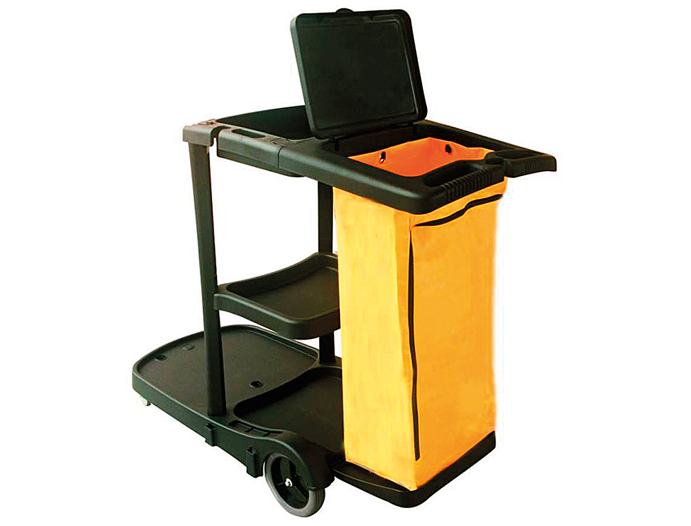 CARRO DE LIMPIEZA Q-CONNECT DE POLIPROPILENO CON RUEDAS 58X24X96 CMS