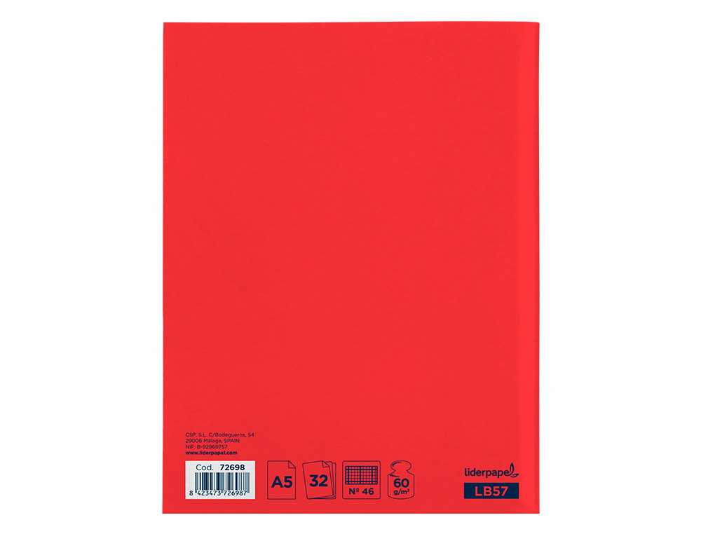 LIBRETA LIDERPAPEL SMART A5 32 HOJAS 60 G/M2 RAYADO N46 COLORES SURTIDOS