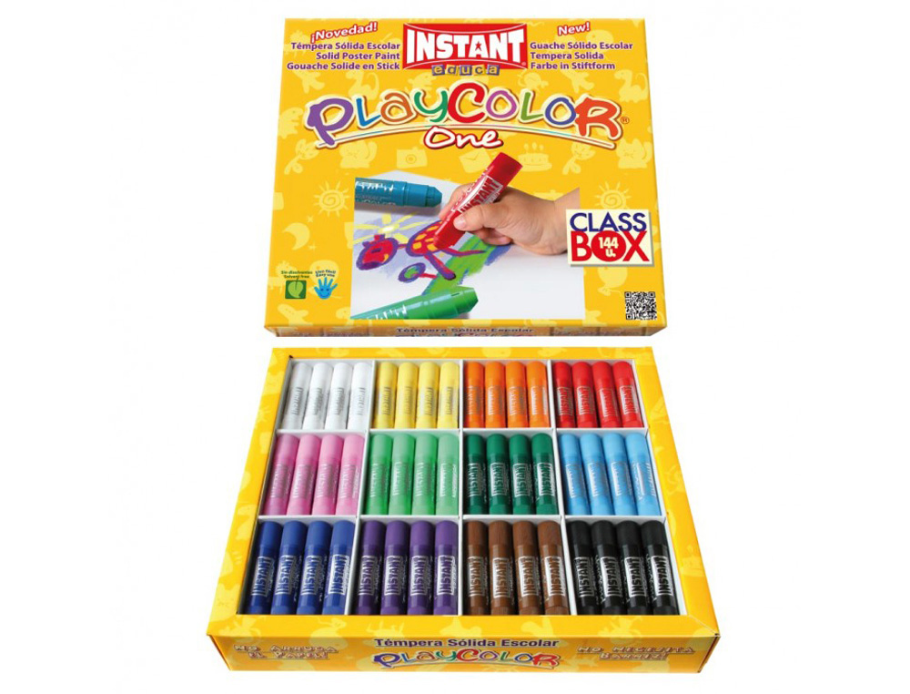 TEMPERA SOLIDA EN BARRA PLAYCOLOR ESCOLAR CAJA DE 144UNIDADES 12 COLORES SURTIDOS