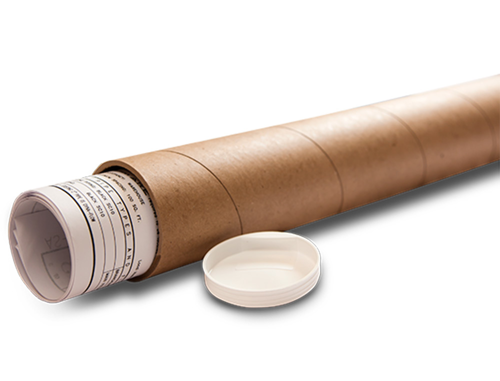 TUBO DE CARTON Q-CONNECT PORTADOCUMENTOS CARTONCILLO ENCOLADO RECICLADO 1,8 MM CON 2 TAPAS DE PLASTICO 60X640 MM