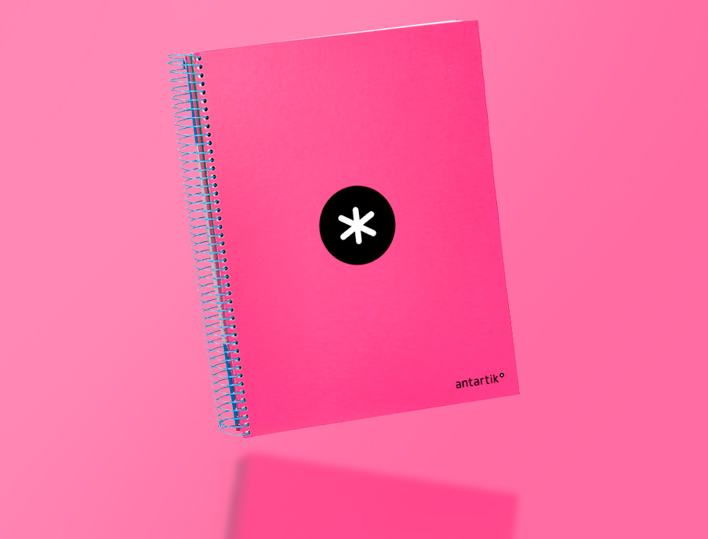 CUADERNO ESPIRAL A4 MICRO ANTARTIK TAPA FORRADA 120H 90 GR LISO CON BANDAS 4 TALADROS COLOR ROSA FLUOR