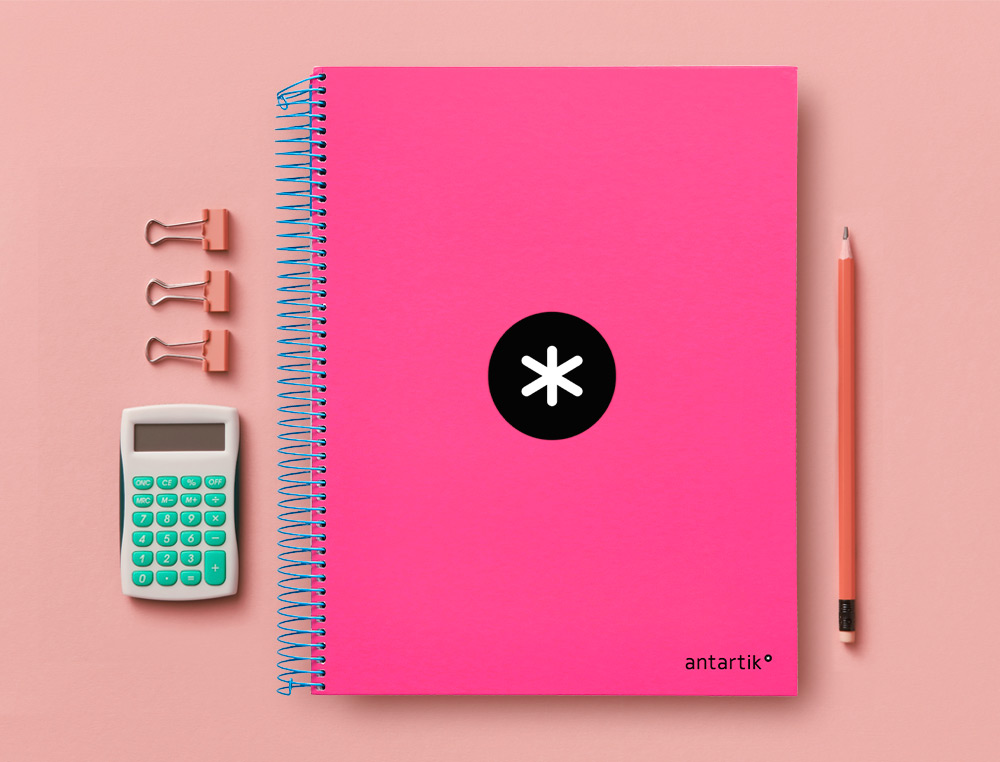 CUADERNO ESPIRAL A4 MICRO ANTARTIK TAPA FORRADA 120H 90 GR LISO CON BANDAS 4 TALADROS COLOR ROSA FLUOR
