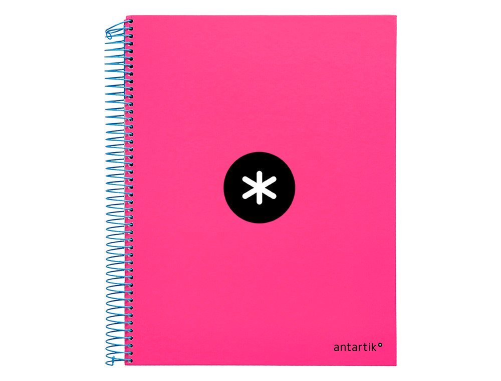 CUADERNO ESPIRAL A4 MICRO ANTARTIK TAPA FORRADA 120H 90 GR LISO CON BANDAS 4 TALADROS COLOR ROSA FLUOR