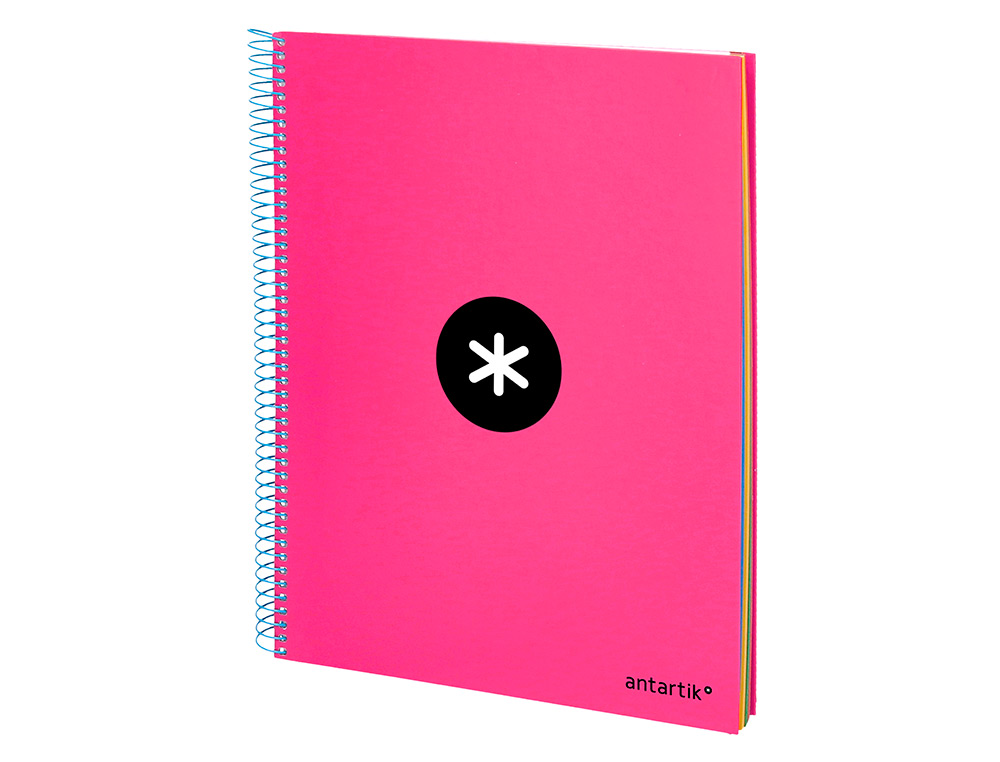 CUADERNO ESPIRAL A4 MICRO ANTARTIK TAPA FORRADA 120H 90 GR LISO CON BANDAS 4 TALADROS COLOR ROSA FLUOR