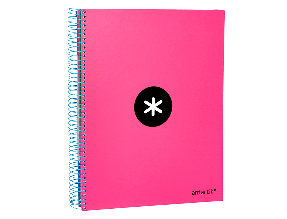CUADERNO ESPIRAL A4 MICRO ANTARTIK TAPA FORRADA 120H 90 GR LISO CON BANDAS 4 TALADROS COLOR ROSA FLUOR