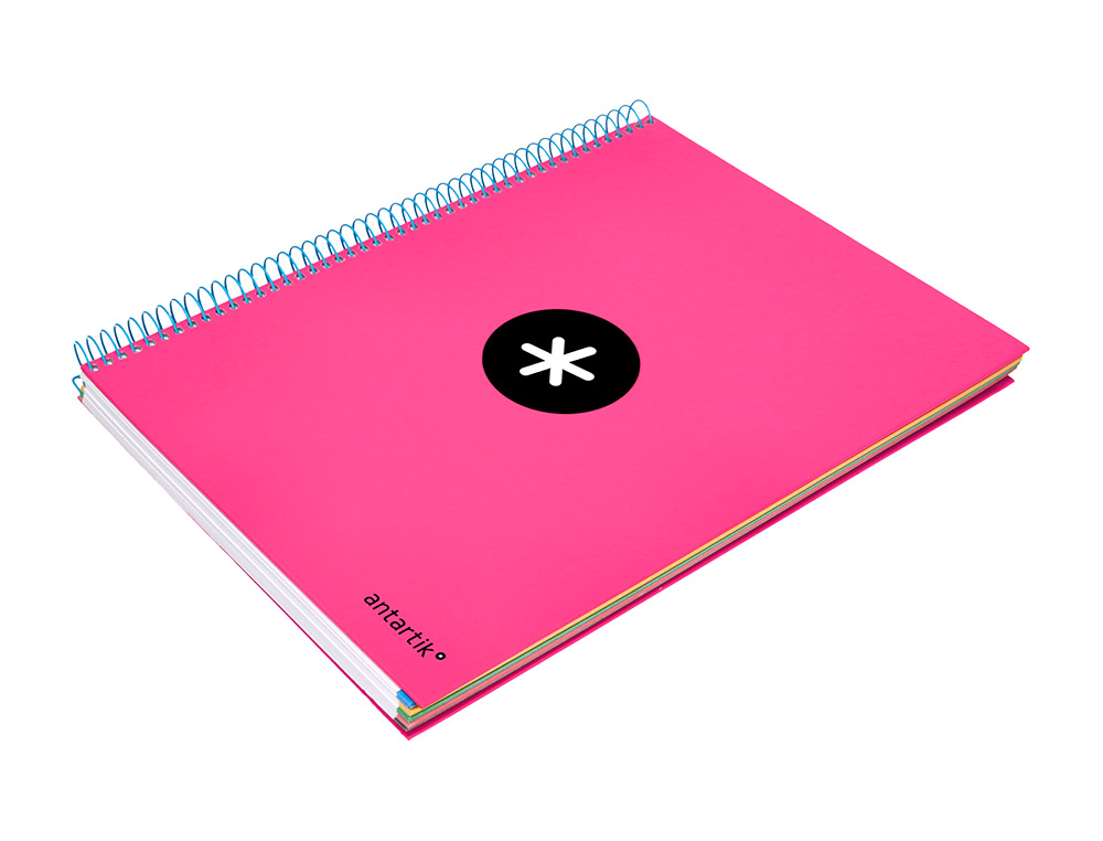CUADERNO ESPIRAL A4 MICRO ANTARTIK TAPA FORRADA 120H 90 GR LISO CON BANDAS 4 TALADROS COLOR ROSA FLUOR