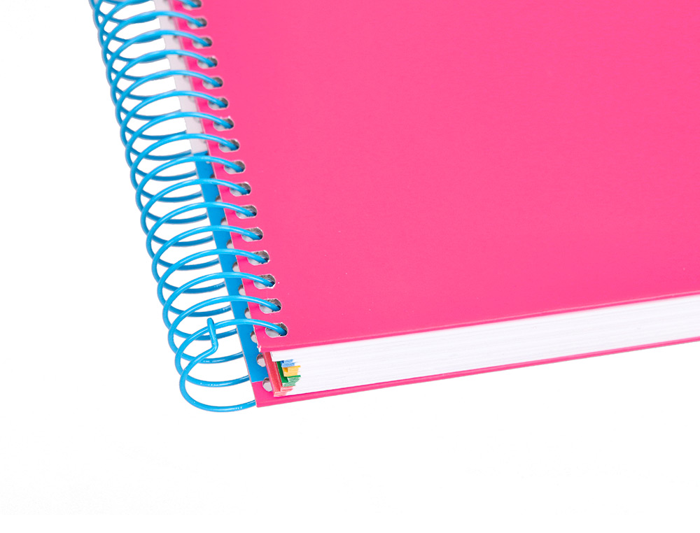 CUADERNO ESPIRAL A4 MICRO ANTARTIK TAPA FORRADA 120H 90 GR LISO CON BANDAS 4 TALADROS COLOR ROSA FLUOR