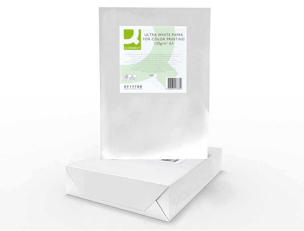 PAPEL FOTOCOPIADORA Q-CONNECT ULTRA WHITE DIN A3 120 GRAMOS PAQUETE DE 250 HOJAS