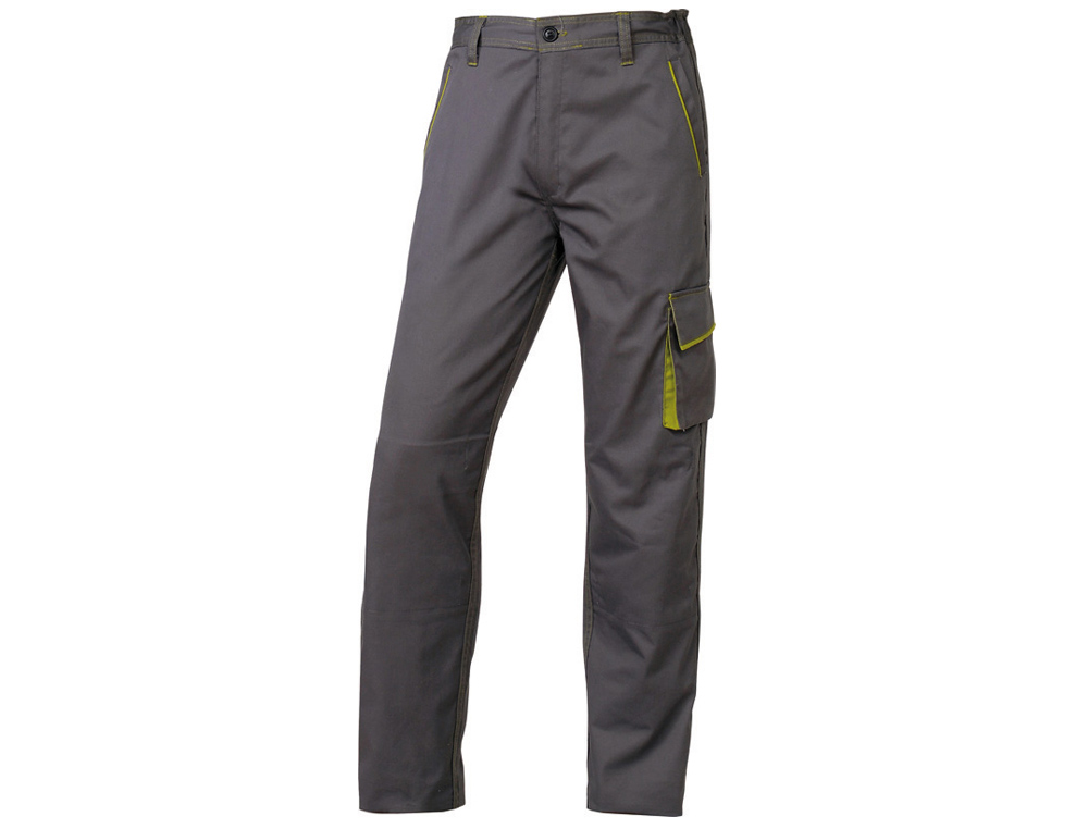 PANTALON DE TRABAJO DELTAPLUS CINTURA AJUSTABLE 5 BOLSILLOS COLOR GRIS VERDE TALLA XL