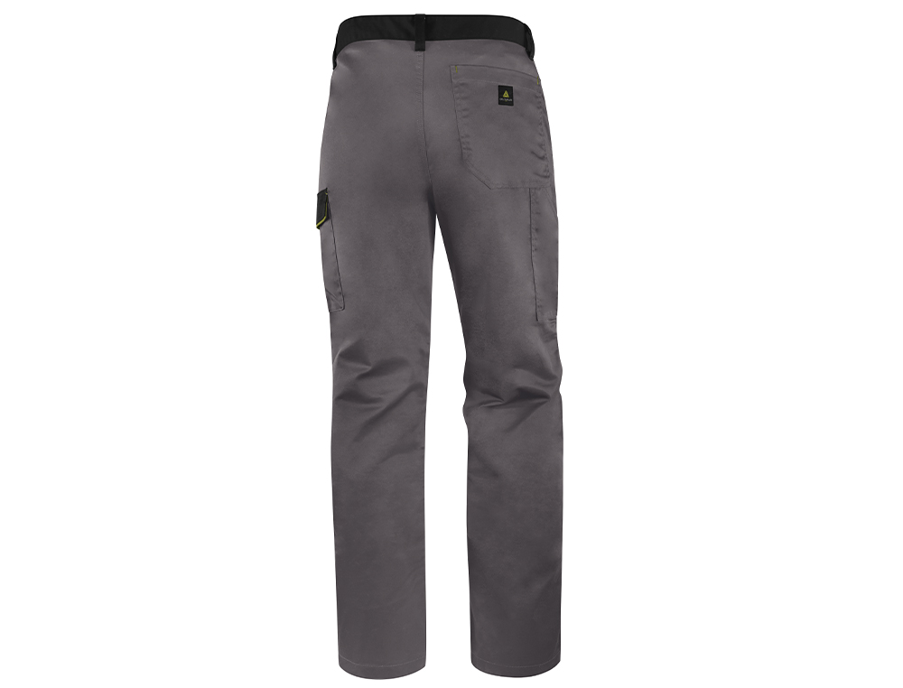 PANTALON DE TRABAJO DELTAPLUS CINTURA AJUSTABLE 5 BOLSILLOS COLOR GRIS VERDE TALLA XL