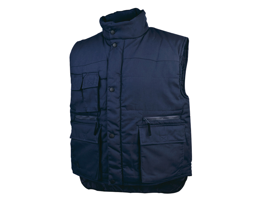 CHALECO DELTAPLUS MULTIBOLSILLOS CON CREMALLERA CINTURA ELASTICA COLOR AZUL NARANJA TALLA XL
