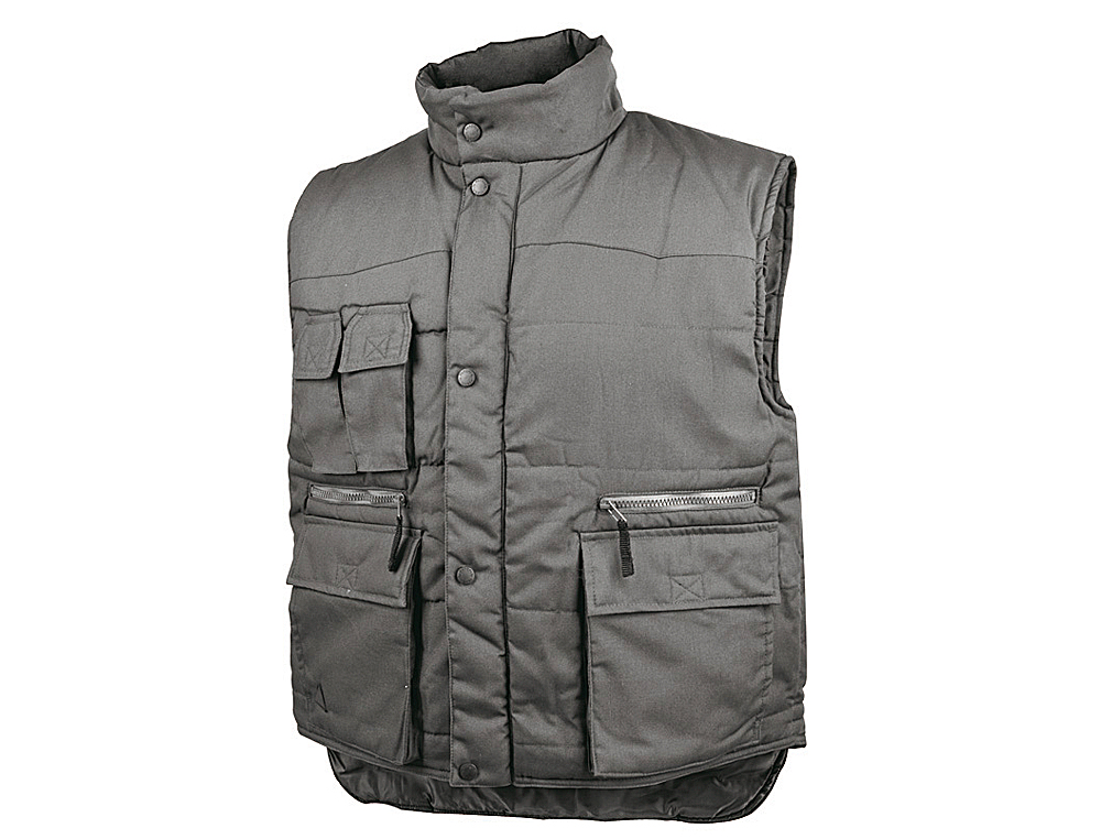 CHALECO DELTAPLUS MULTIBOLSILLOS CON CREMALLERA CINTURA ELASTICA PROTEGE RIONES GRIS VERDE TALLA XXL