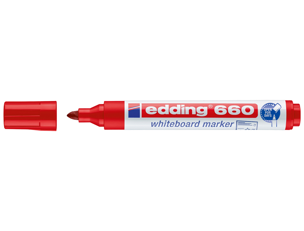 ROTULADOR EDDING PARA PIZARRA BLANCA 660 COLOR ROJO PUNTA REDONDA 1,5-3 MM