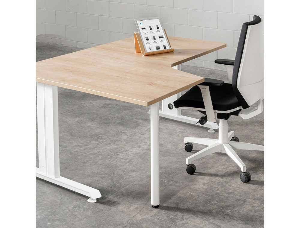 MESA ROCADA SERIE METAL 160X120 CM DERECHA ACABADO AC02 GRIS
