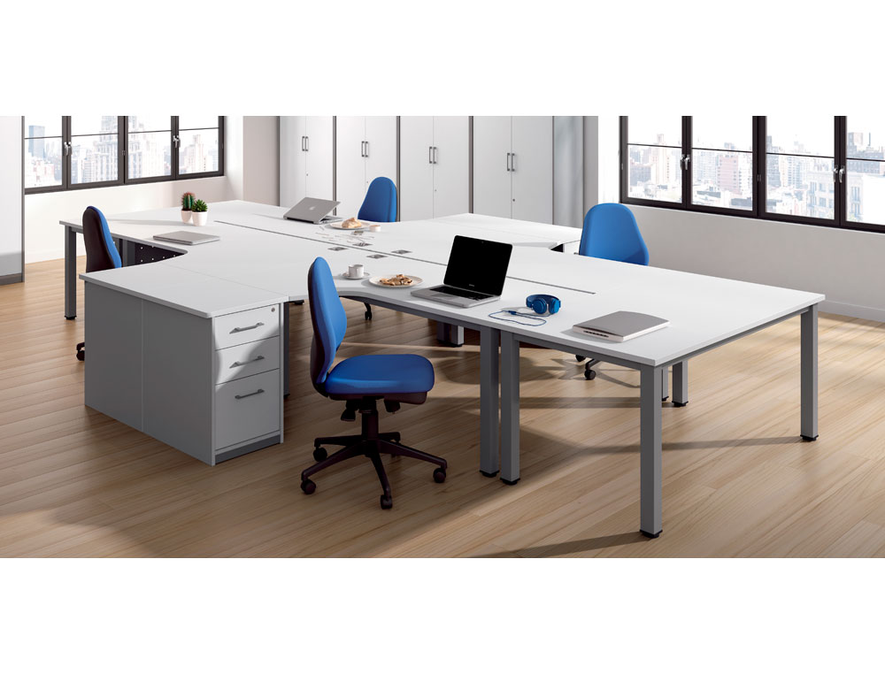 MESA OFICINA ROCADA SERIE EXECUTIVE FORMA EN L DERECHA 180X110 CM ACABADO GRIS/GRIS