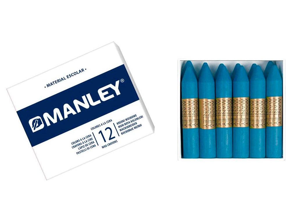 LAPICES CERA MANLEY UNICOLOR AZUL COBALTO N.20 CAJA DE 12 UNIDADES