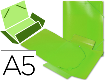 CARPETA LIDERPAPEL GOMAS TRES SOLAPAS POLIPROPILENO DIN A5 COLOR VERDE
