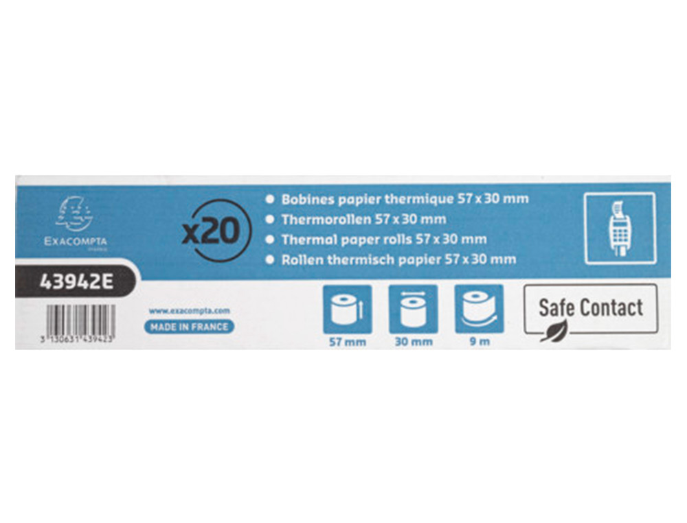 ROLLO SUMADORA EXACOMPTA SAFE CONTACT TERMICO 57 MM X 30 MM 52 G/M2