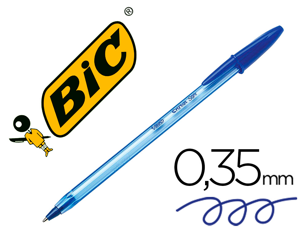 BOLIGRAFO BIC CRISTAL SOFT AZUL PUNTA DE 1,2 MM