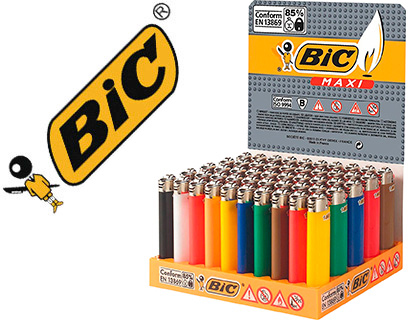 ENCENDEDOR BIC MAXI J26 EXPOSITOR DE 50 UNIDADES COLORES SURTIDOS