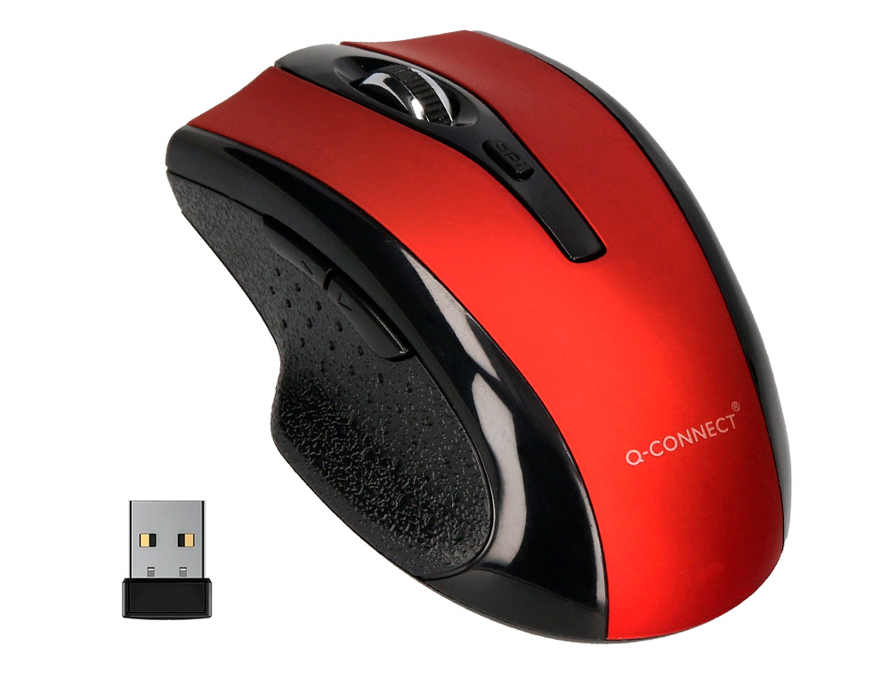 RATON Q-CONNECT OPTICO INALAMBRICO 1000 DPI RECEPTOR USB 2,4 GHZ ROJO