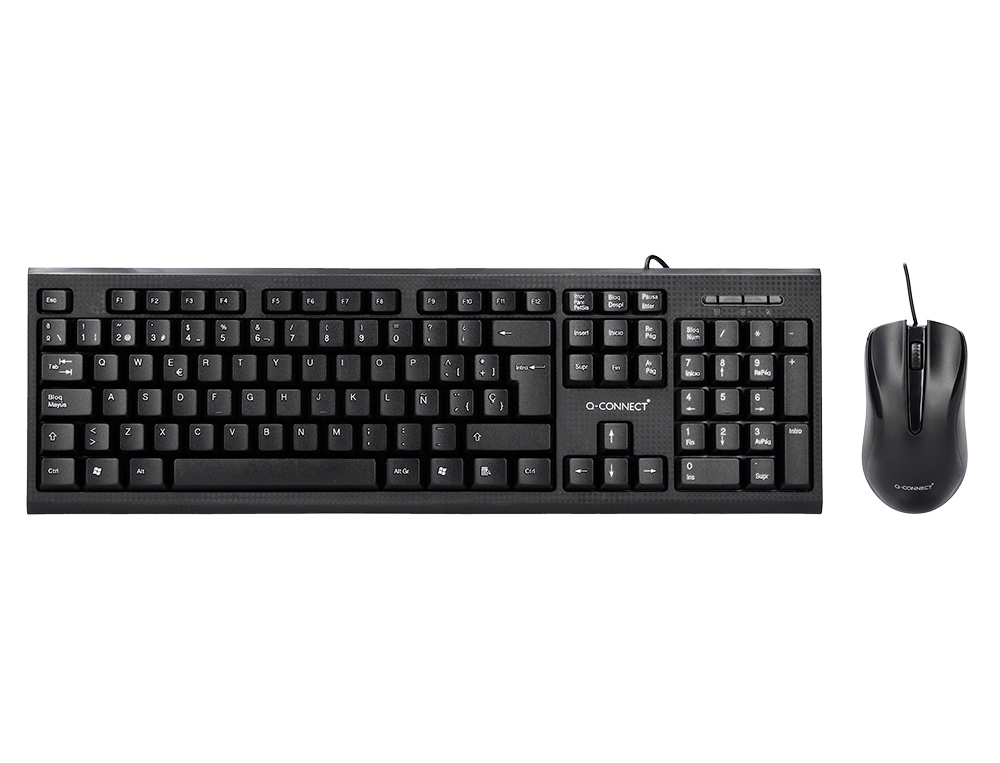 SET TECLADO Y RATON Q-CONNECT CON CABLE COLOR NEGRO