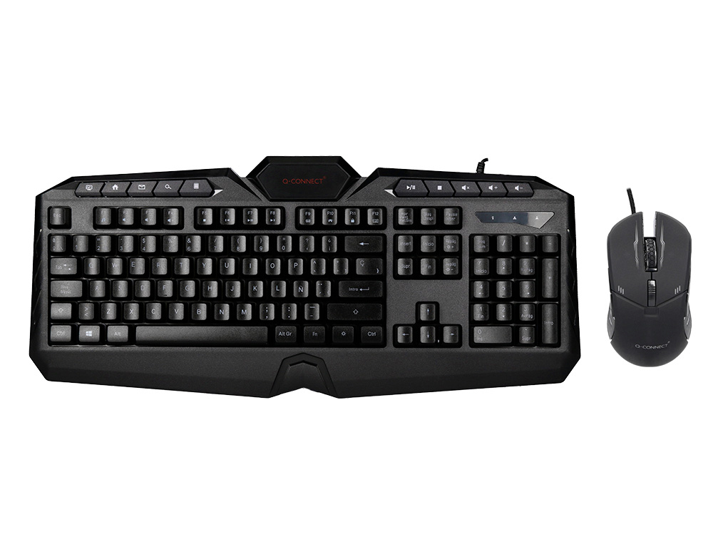 SET TECLADO Y RATON Q-CONNECT CON CABLE E ILUMINACION LED COLOR NEGRO