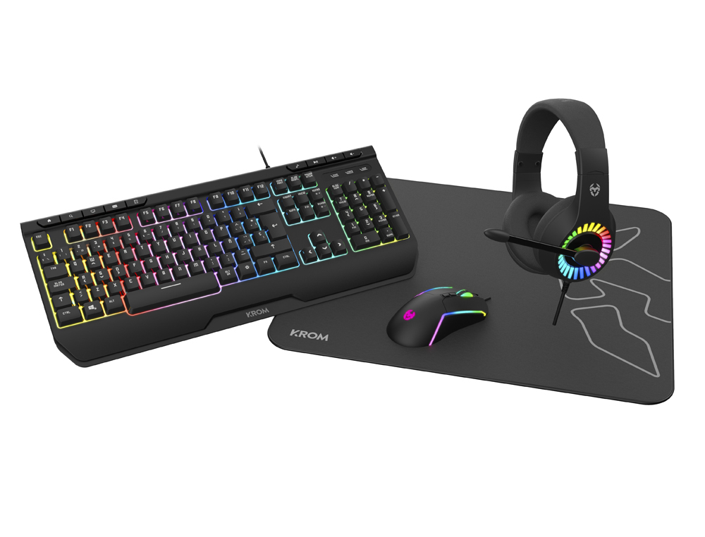 KIT GAMING KROM KENYA 4 IN 1 RGB AURICULARES / TECLADO / RATON / ALFOMBRILLA