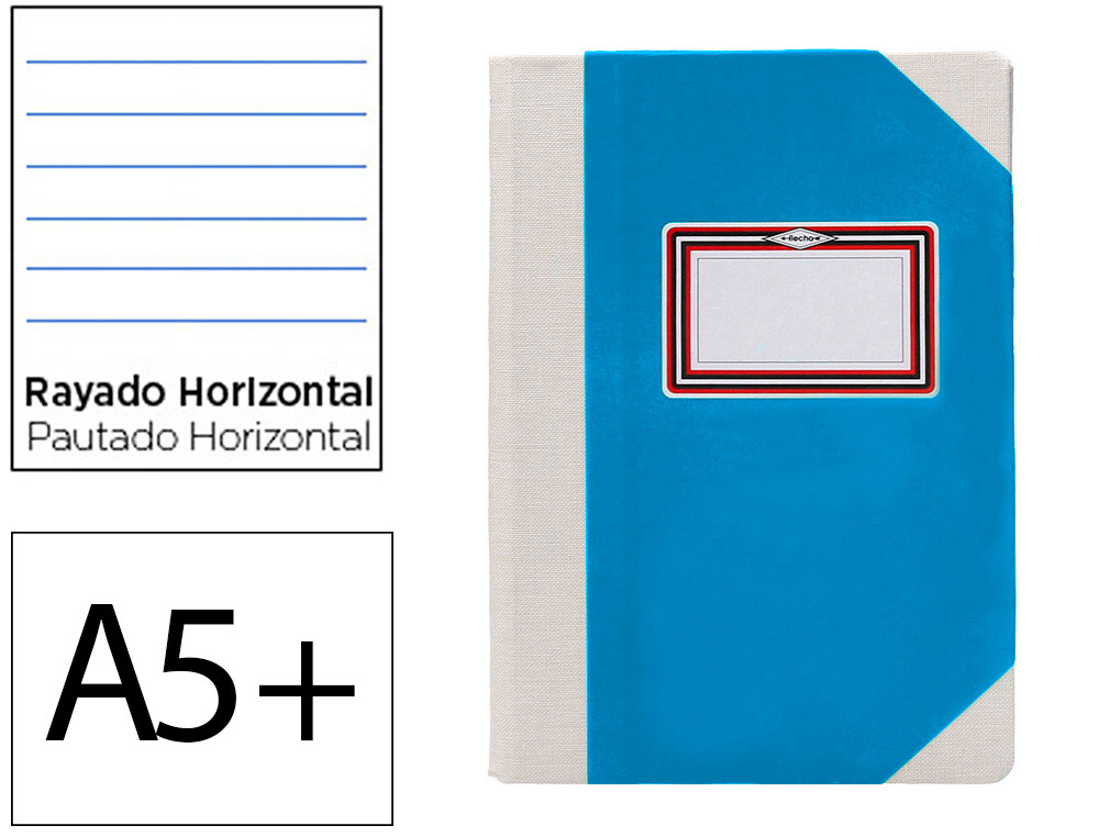 LIBRO CARTONE COSIDO FERNANDES FLECHA DIN A5+ RAYADO HORIZONTAL 50 HOJAS 100 GR AZUL