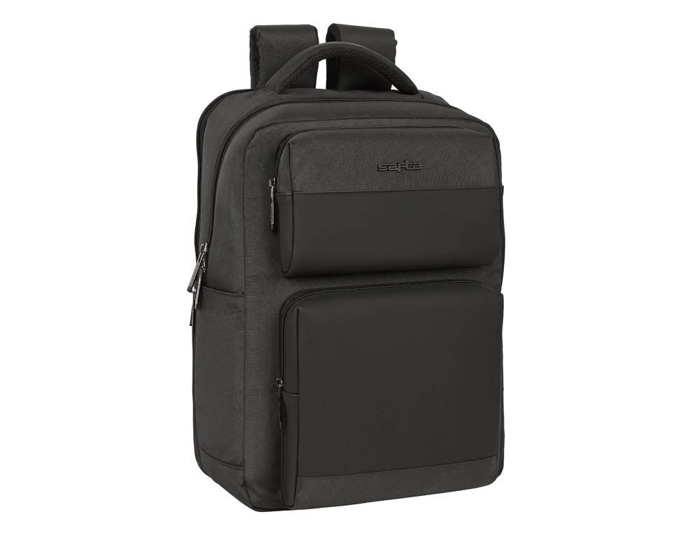 CARTERA ESCOLAR SAFTA BUSINESS (BLACK-BLUE-GREY) MOCHILA 2 BOLSILLOS PORTATIL 15,6