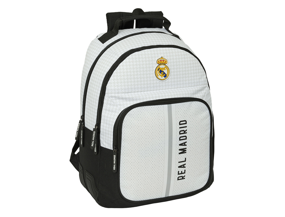MOCHILA SAFTA DOBLE CON CANTONERAS ADAPTABLE A CARRO REAL MADRID 1 EQUIPACION 24/25 420X320X150 MM