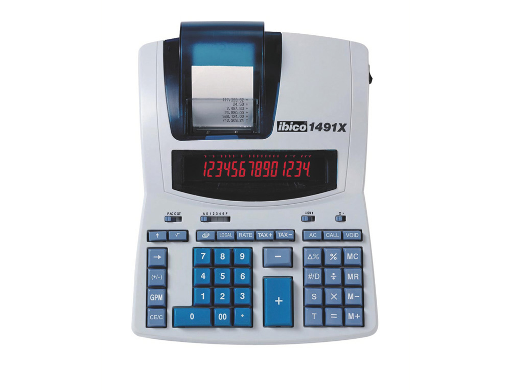 CALCULADORA IBICO 1491X IMPRESORA PANTALLA LCD PAPEL 57 MM 14 DIGITOS