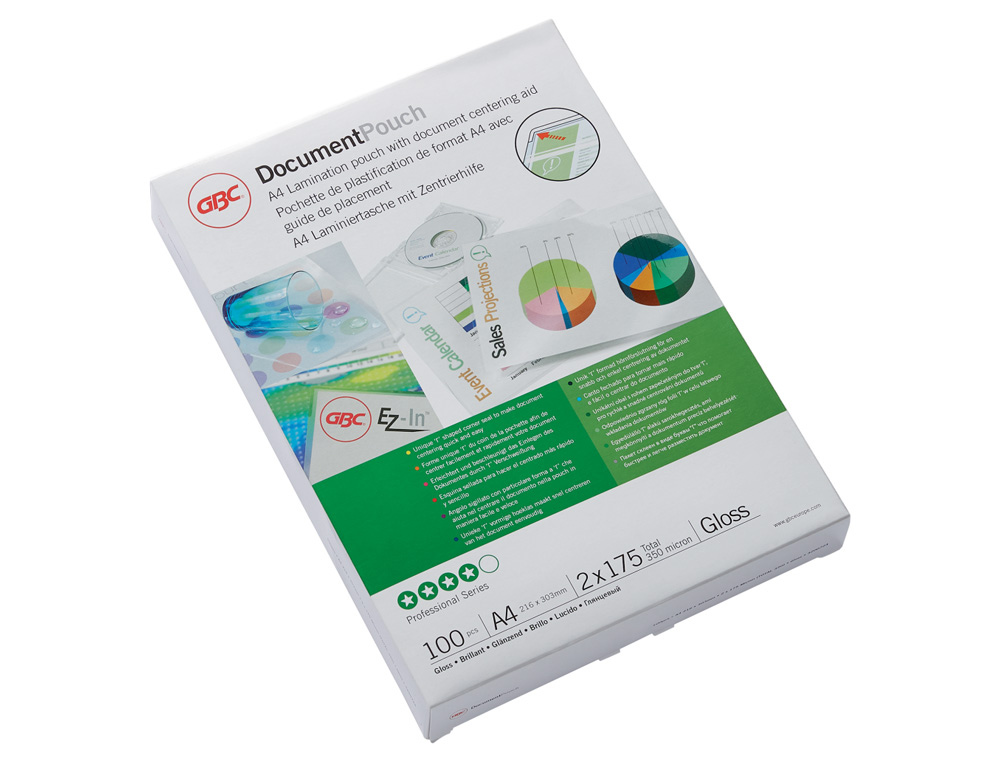 BOLSA DE PLASTIFICAR GBC DIN A4 2X175 MICRAS CAJA DE 100 UNIDADES