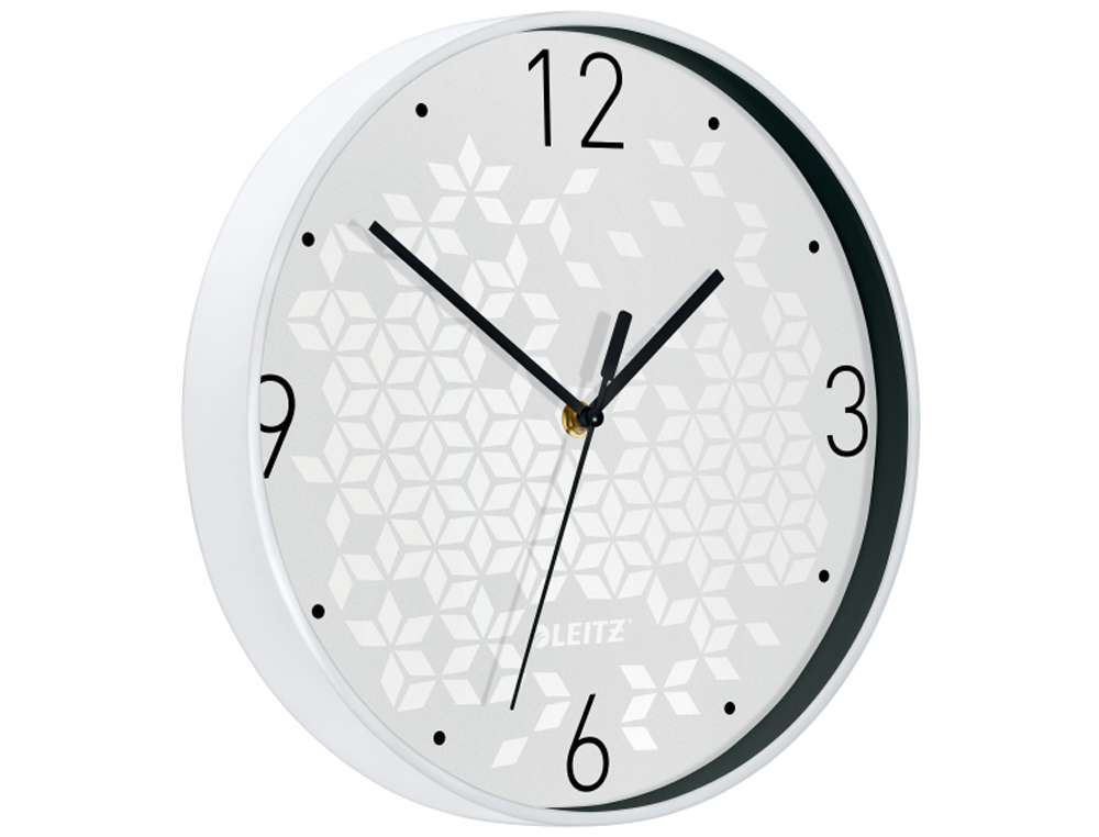 RELOJ LEITZ WOW DE PARED SILENCIOSO CRISTAL CON MARCO BLANCO/NEGRO 29 CM DIAMETRO